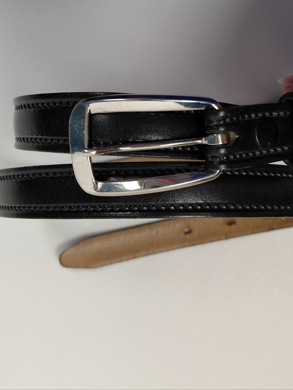 Hickok Sierra Saddle Leather Black Belt Silver Buckle Women's Size 36 P4921